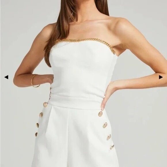 Generation Love Sophia Crepe Bustier Romper Black Size 6 NWT Chain Detail $345 - Picture 5 of 5